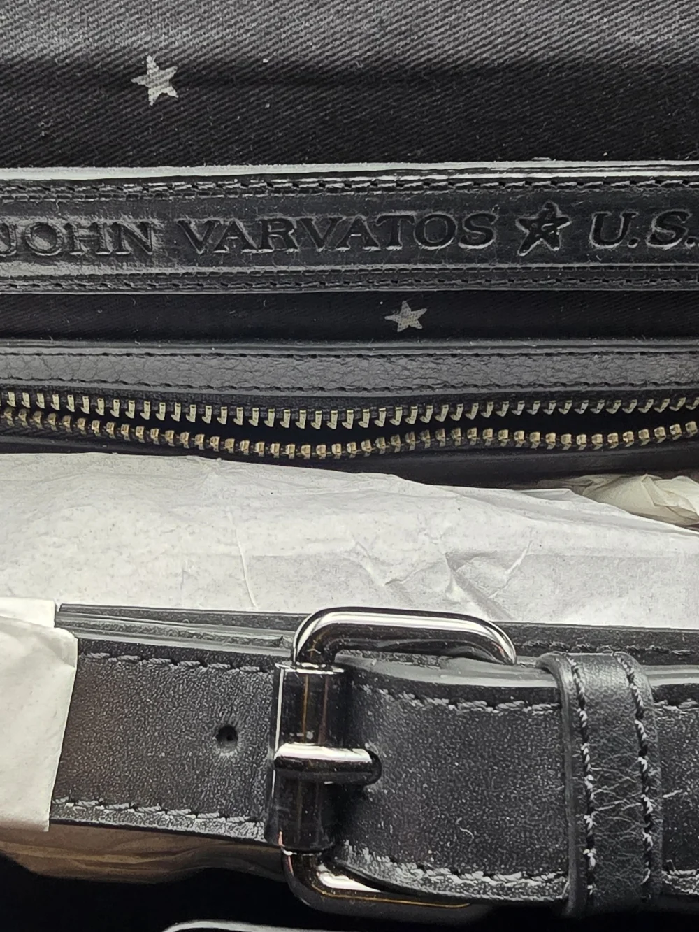 John Varvatos Black Leather Briefcase - Classic Professional Carry (New)